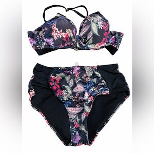 La Vie En Rose Black Floral Bikini